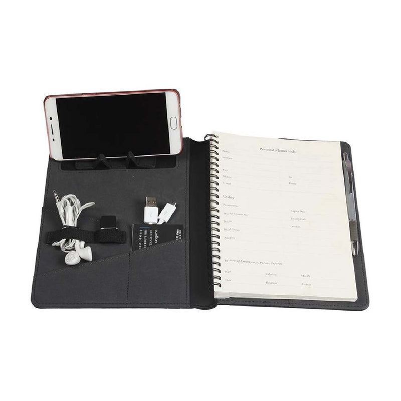 Viva Xenon 220 Pages Ruled Techno Notebook with Foldable Mobile Dock/Stand and Space for Charger Cord & USB