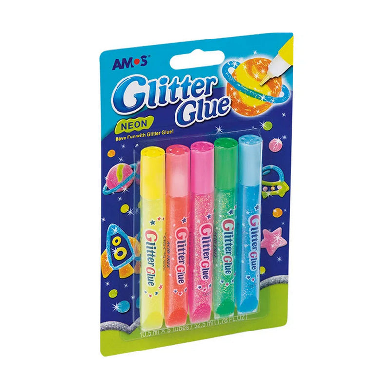 Amos Glitter Glue - Neon Set of 5 Colours (10.5ml)