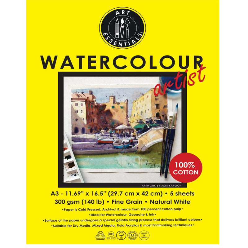 Art Essentials Artist W/C Paper 300G 5Sheets - A3