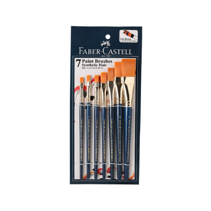 Faber-Castell Paint Brush Set - Flat, Pack of 7 (Navy Blue)