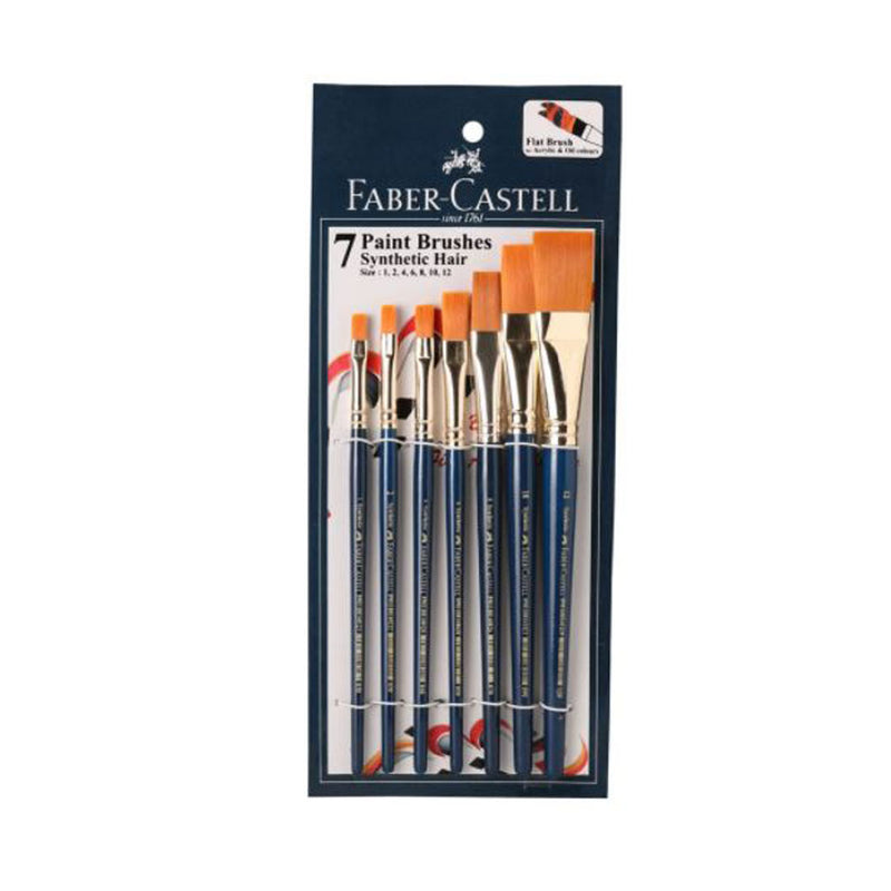 Faber-Castell Paint Brush Set - Flat, Pack of 7 (Navy Blue)