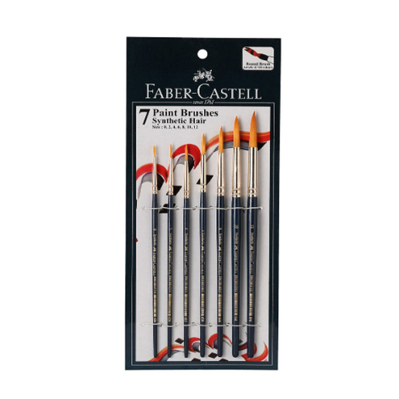 Faber-Castell Paint Brush Set - Round, Pack of 7 (Navy Blue)