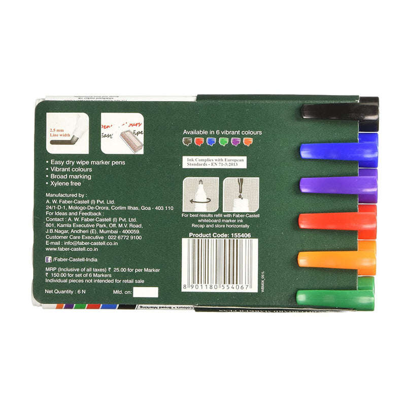 Faber-Castell Whiteboard Marker - Pack of 6 (Assorted)