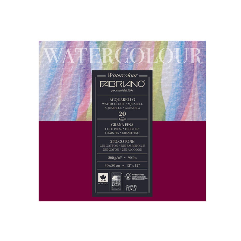 Fabriano W/C Pad 200Gsm 20Sheet 30X30Cm - 7261300