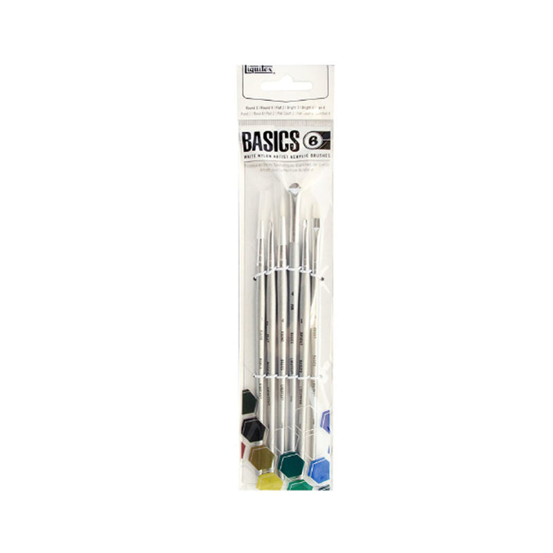 Liquitex Basics Acrylic Colour White Nylon Brushes Set of 6