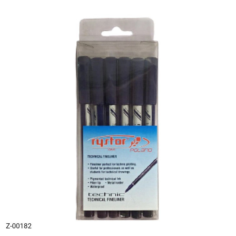 Rystor Technical Fineliner Black Set 6 Pieces