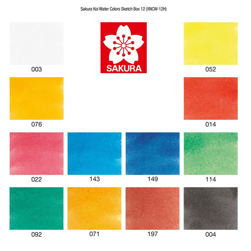 Sakura Koi Watercolor Box 12 Color Field Sketch Set, Assorted Fluorescent & Metallics