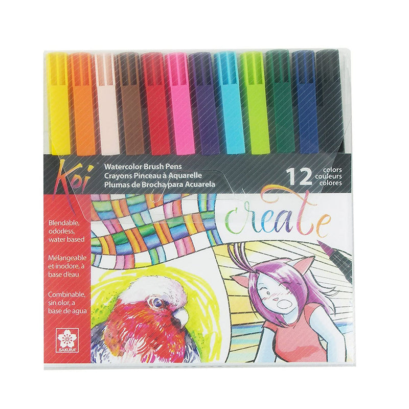 Sakura 12-Piece Koi Assorted Coloring Brush Pen Set
