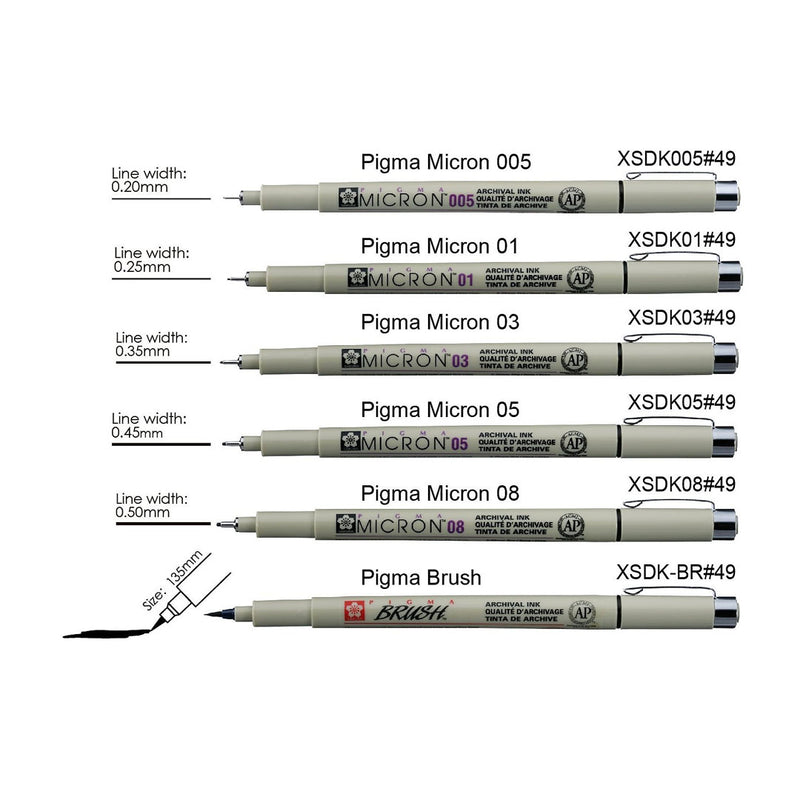 Sakura Pigma Micron Pen Set 6 Pieces