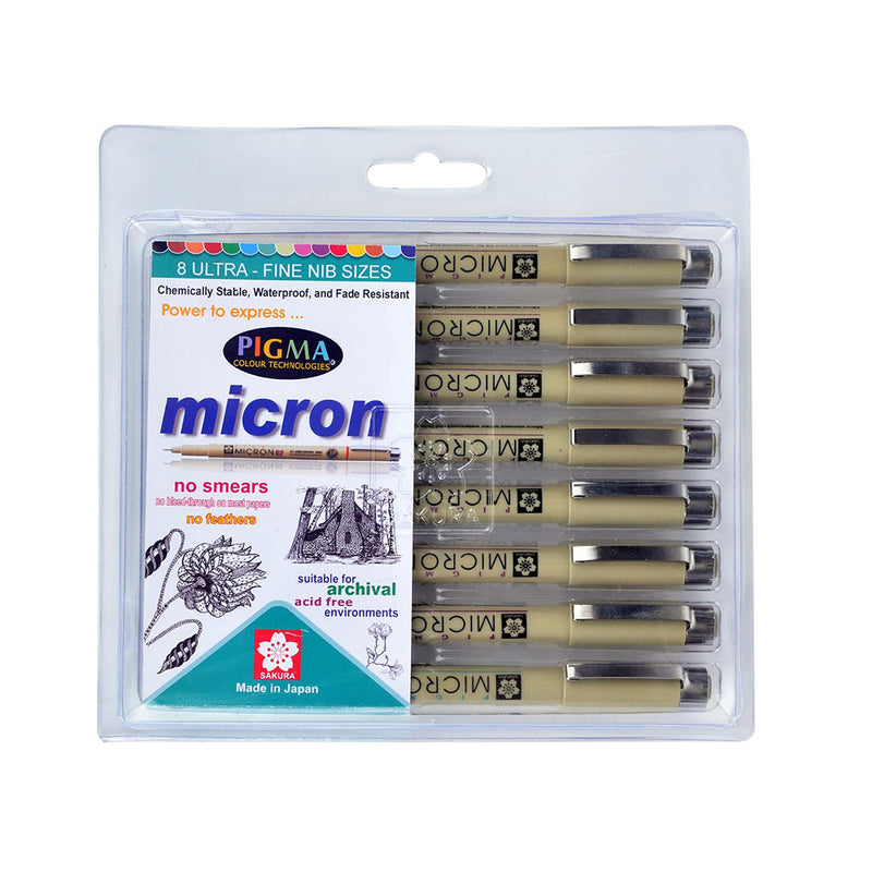 Sakura Pigma Micron Fine Line Pens - Set Of 8