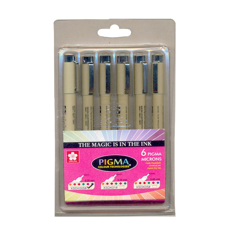Sakura Pigma Micron 6 Color Pen Set