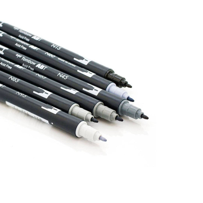Tombow Dual Brush Pens Grayscale Palette Pack Of  6 - ABT6CGR